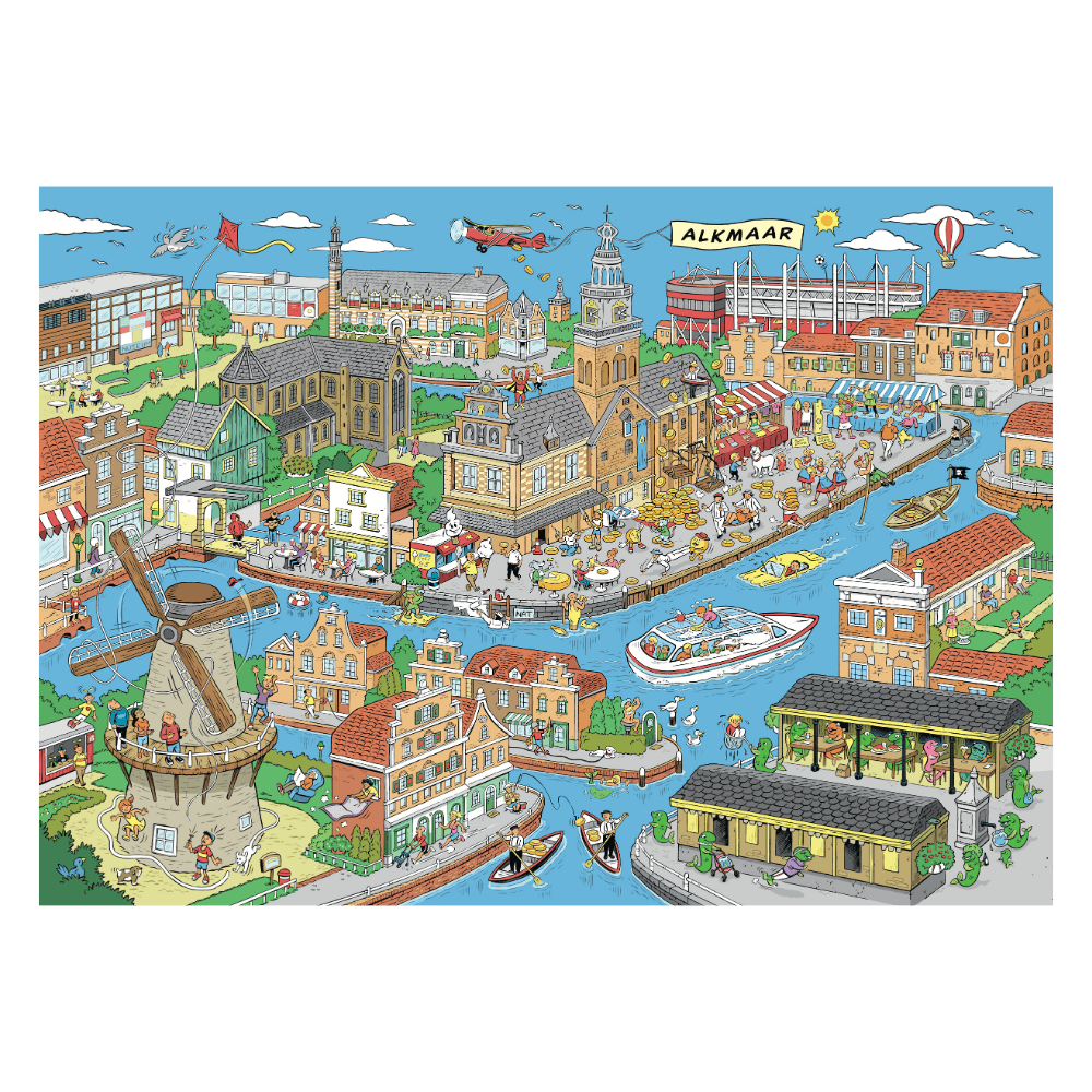 Alkmaar legpuzzel cartoon puzzel plaat