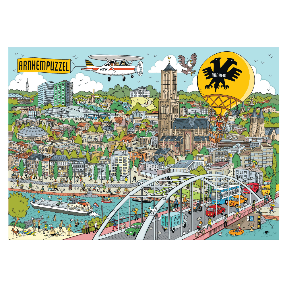 Arnhem cartoon puzzel plaat