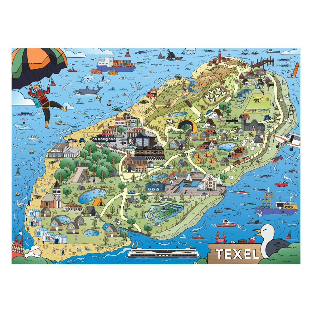 Texel catroon puzzel 2025 legpuzzel plaat
