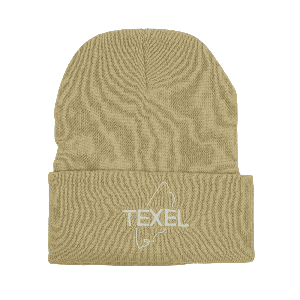 Texel muts beige beanie voorkant plat