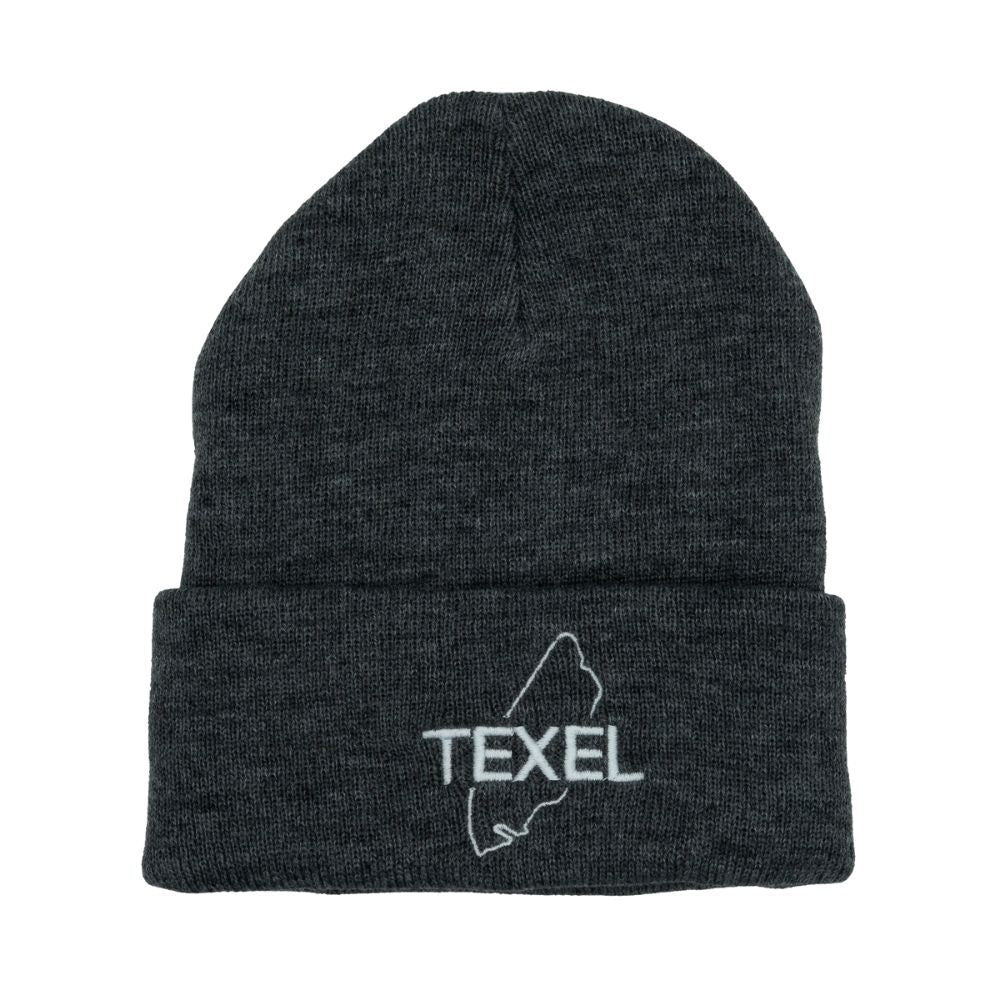 Texel muts grijs beanie plat