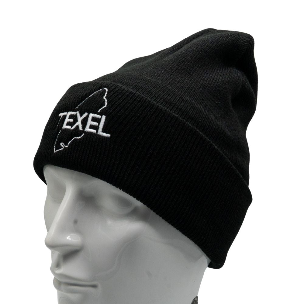 Texel muts zwart beanie schuinvoor