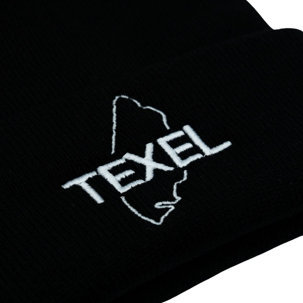 Texel muts zwart beanie zoom in